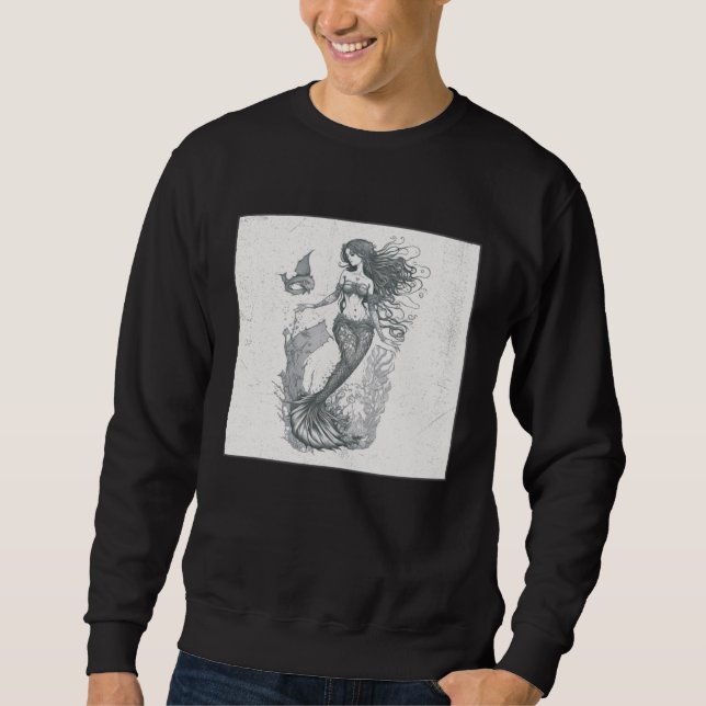 Cool Mermaid Line Illustration Vintage Unique Wome Sweatshirt (Front)