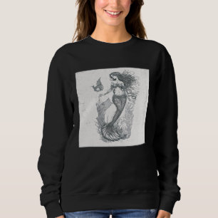 Cool Mermaid Line Illustration Vintage Unique Wome Sweatshirt