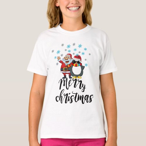 Cool Merry Christmas Santa Penguin funny Christmas T_Shirt