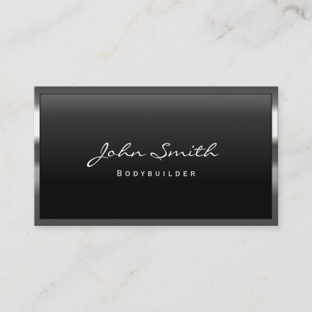 Cool Metal Border Bodybuilding Business Card (Front)