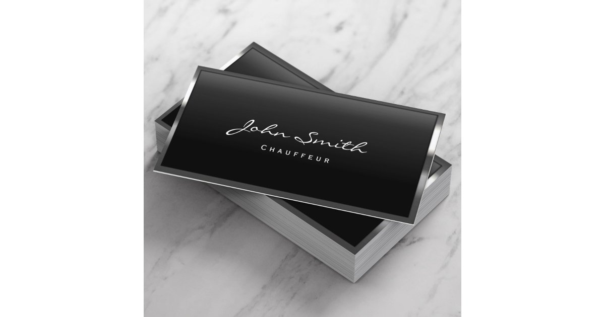 Cool Metal Border Chauffeur Business Card | Zazzle