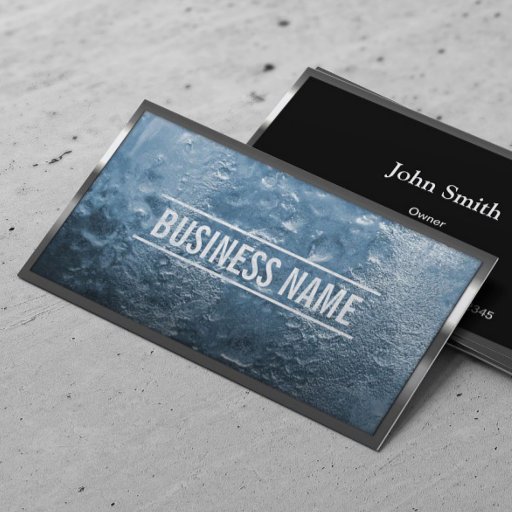 Customizable Cool Metal Border Blue Ice Business Card