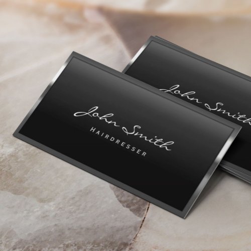 Cool Metal Border Hairdresser Business Card