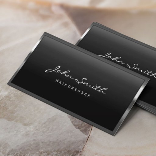Customizable Cool Metal Border Hairdresser Business Card