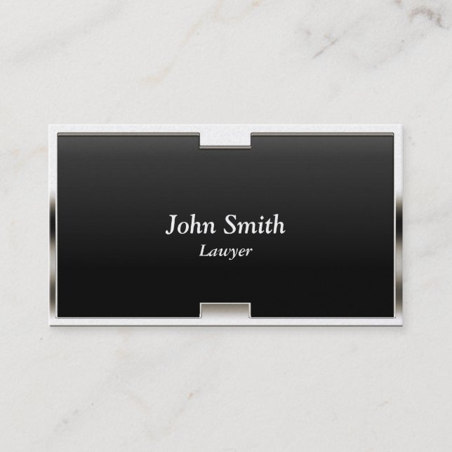 Cool Metal Border Lawyer Dark Business Card (Front)