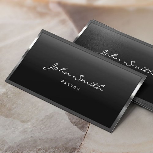 Cool Metal Border Pastor Business Card