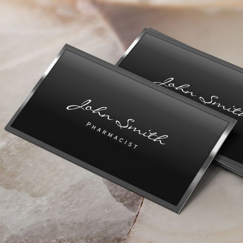 Cool Metal Border Pharmacist Business Card