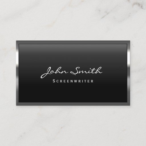 Customizable Cool Metal Border Screenwriter Business Card