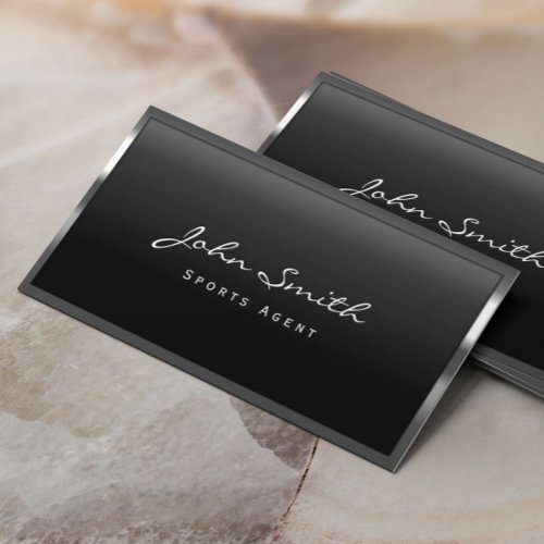 Cool Metal Border Sports Agent Business Card