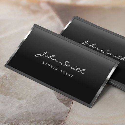 Customizable Cool Metal Border Sports Agent Business Card