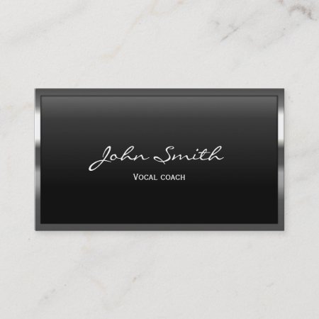 Cool Metal Border Vocal Coach Business Card