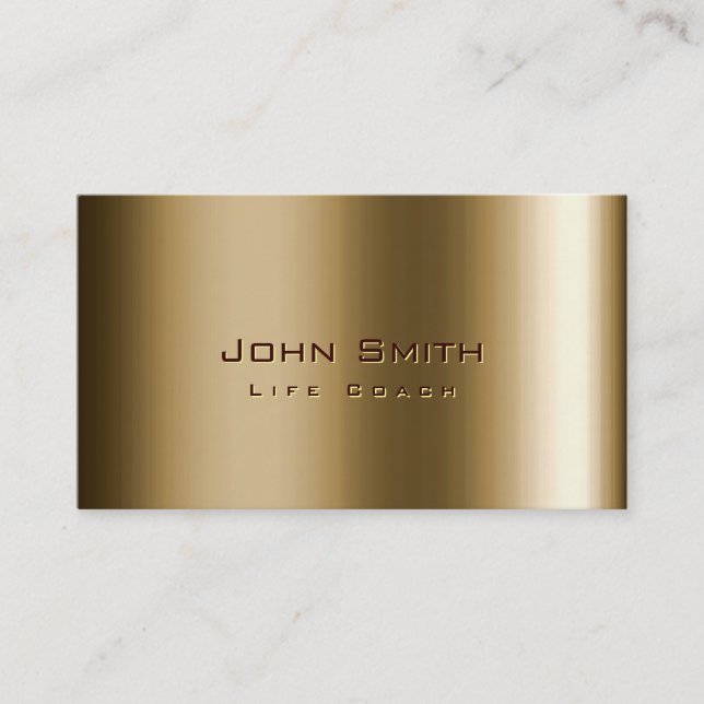 Cool Metal Bronze Life Coach Business Card (Front)