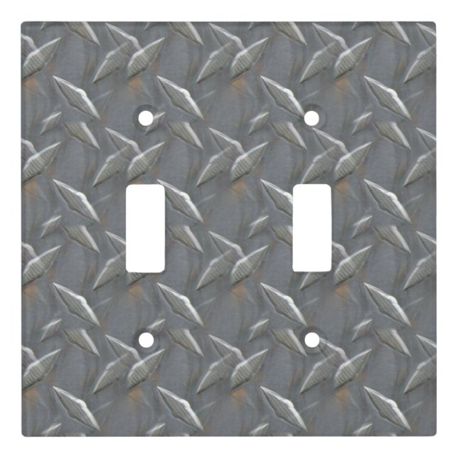 Cool Metal Diamond Pattern Double Switch Plate (Front)