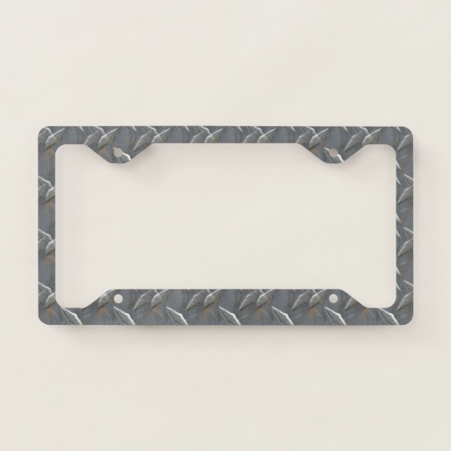 Cool Metal Diamond Pattern License Plate Frame (Front)