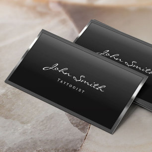 Cool Metal Frame Black Tattoo Art Business Card