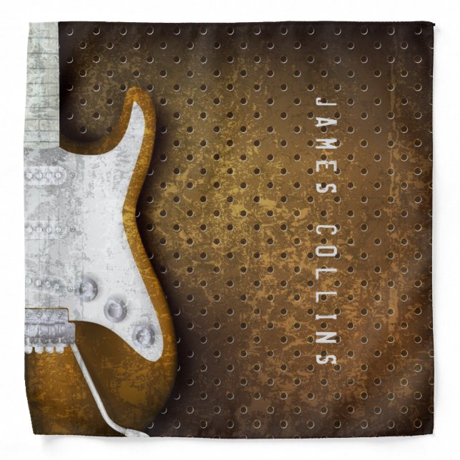 Cool Metal Grunge Electric Guitar Personalized Bandana (Front)
