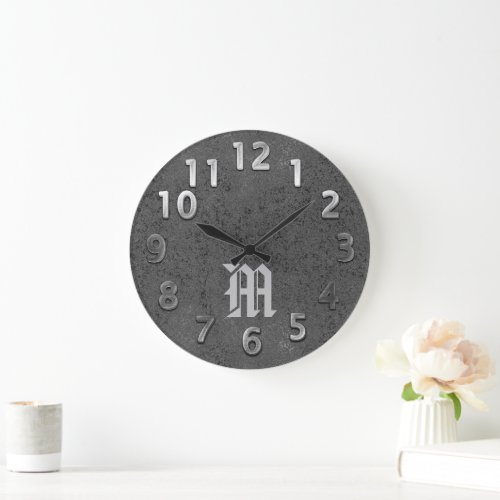 Cool Metal Look Monogram Clock