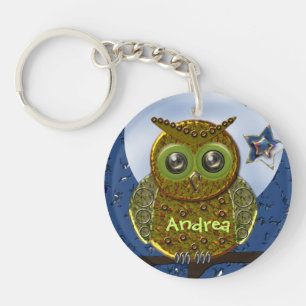 Cool Metal Owl keychain with Name