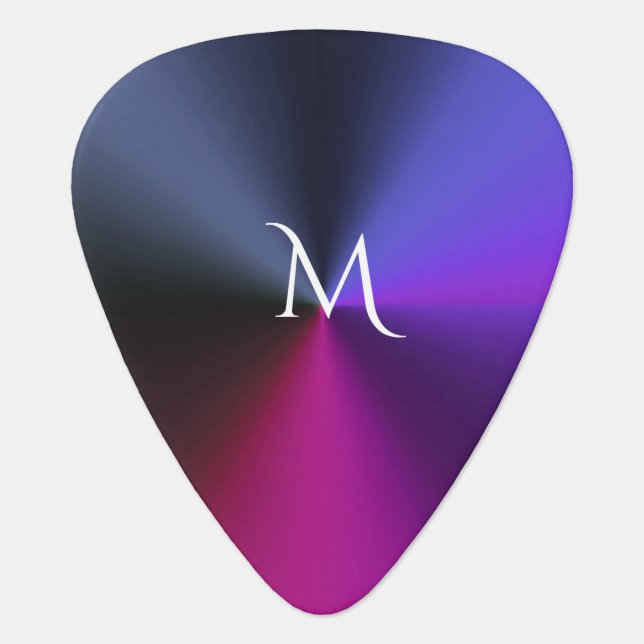 Cool Metallic Colors Monogram Guitar Pick (Front)