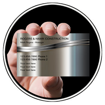 Cool Metallic Construction Business Cards by Luckyturtle at Zazzle