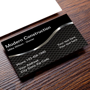 Cool Metallic Look Construction Business Card by Luckyturtle at Zazzle