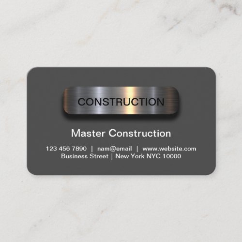 Cool Metallic Look Construction Business Cards
