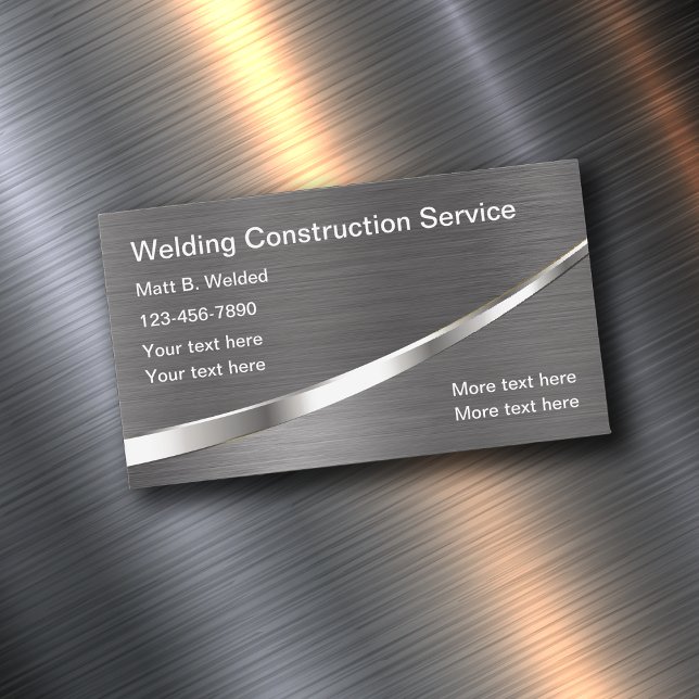 Cool Metallic Look Welding Construction Business Card Magnet (Creator Uploaded)
