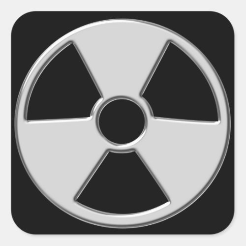 Cool Metallic Radioactive Radiation Symbol Square Sticker