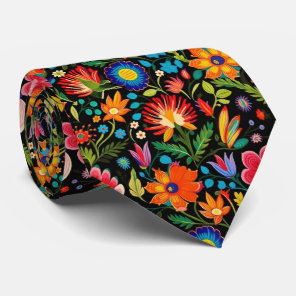Cool Mexican fiesta flower tiled pattern Neck Tie