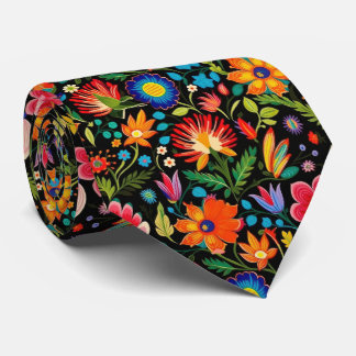Cool Mexican fiesta flower tiled pattern Neck Tie