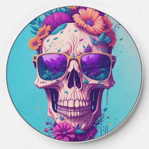 Cool Mexican skull in sunglasses Summer Style Wireless Charger