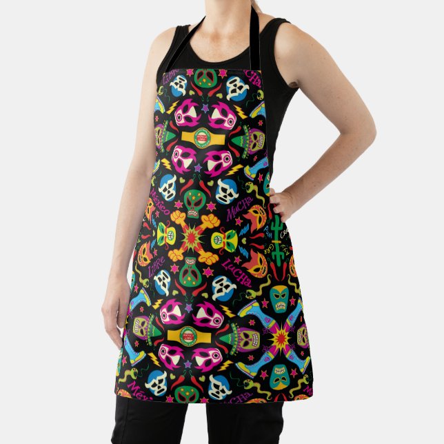 Cool Mexican wrestlers ready to fight and have fun Apron (Insitu)