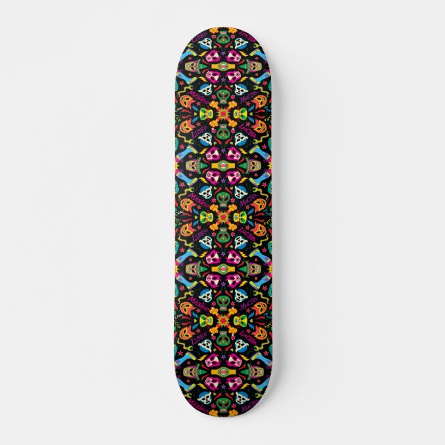 Cool Mexican wrestlers ready to fight and have fun Skateboard (Front)