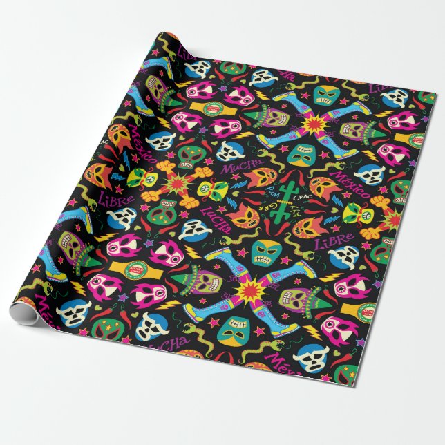 Cool Mexican wrestlers ready to fight and have fun Wrapping Paper (Unrolled)