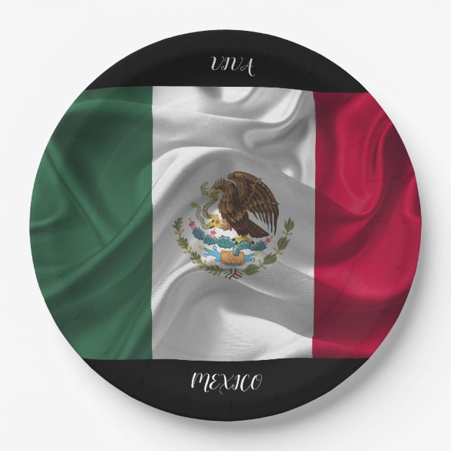 Cool Mexico Flag Design Paper Plates (Front)