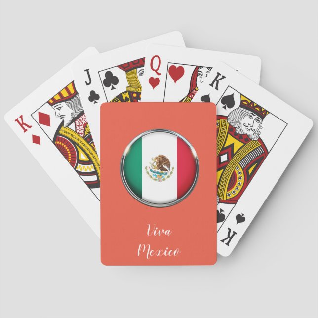 Cool Mexico Flag Design Poker Cards (Back)