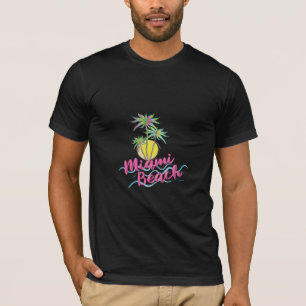 Cool Miami Beach, Florida Palms Graphic Black T-Shirt