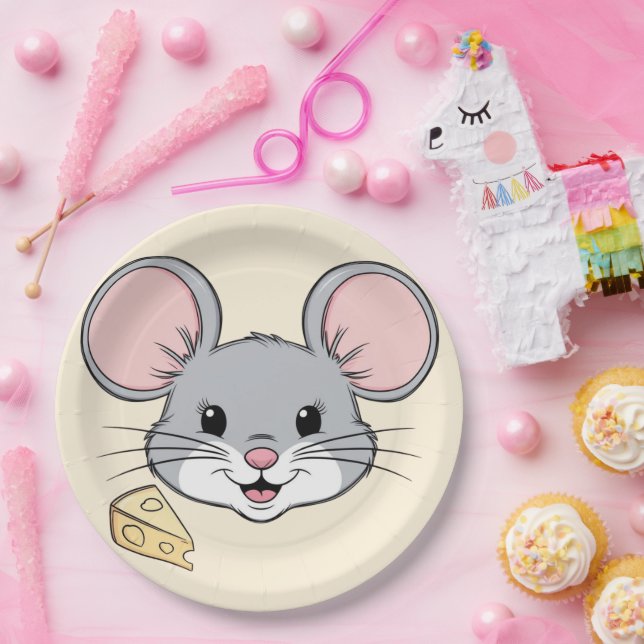 Cool mice mouse animals pet cartoon Birthday Paper Plates (Party)