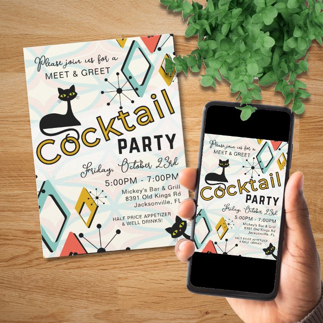 Cool Mid Century Cocktail Party Invitation (Creator Uploaded)