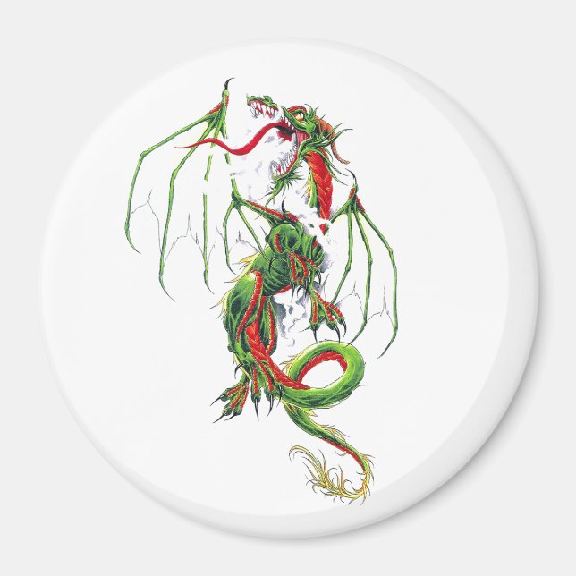 Cool Middle Age Green dragon Magnet (Front)