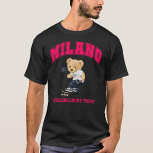 Cool Milano Italy Teddy Bear Illustration Graphic T-Shirt