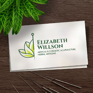 Cool Minimal Acupuncture Needle - Lotus Flower Business Card