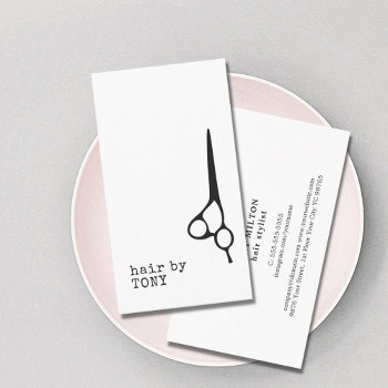 Cool Minimal Black White Hair Stylist Business Card by pro_business_card at Zazzle