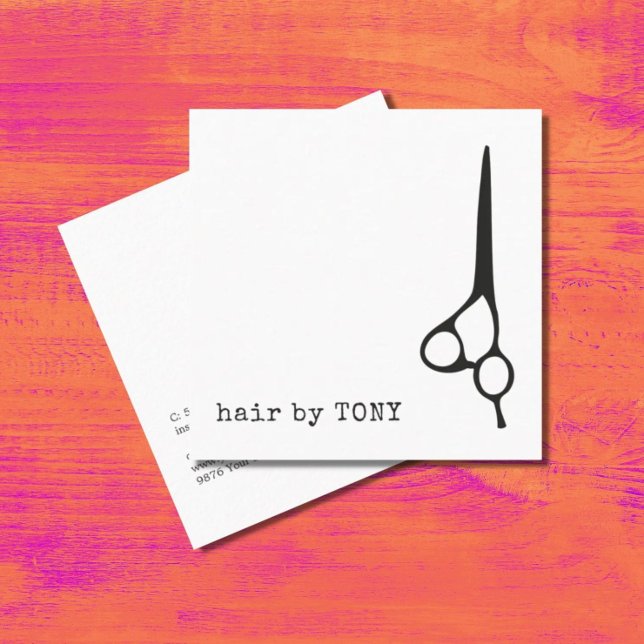 Cool Minimal Black White Hair Stylist Square Business Card