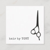 Cool Minimal Black White Hair Stylist Square Business Card (Front)