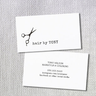 Cool Minimal Black White Scissors Hair Stylist Business Card