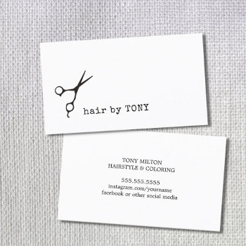 Cool Minimal Black White Scissors Hair Stylist Business Card by pro_business_card at Zazzle