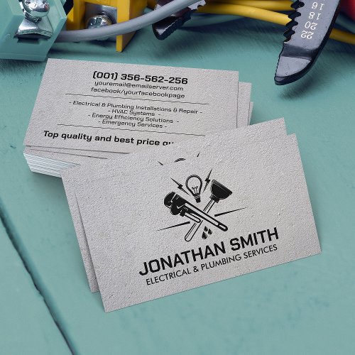 Cool Minimal Electrical  Plumbing Contractor  Business Card