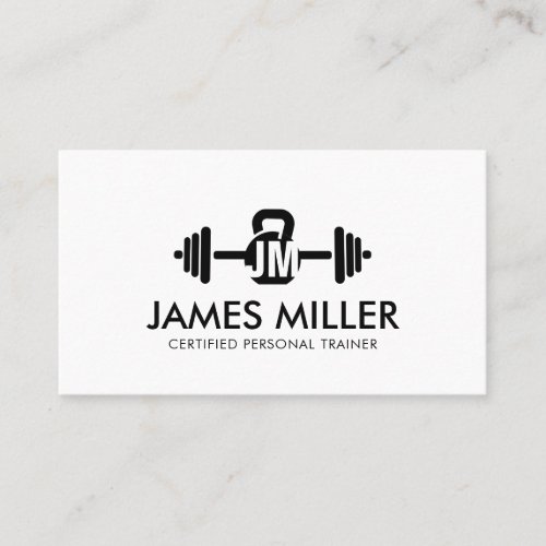 Cool minimal fitness trainer monogram business card