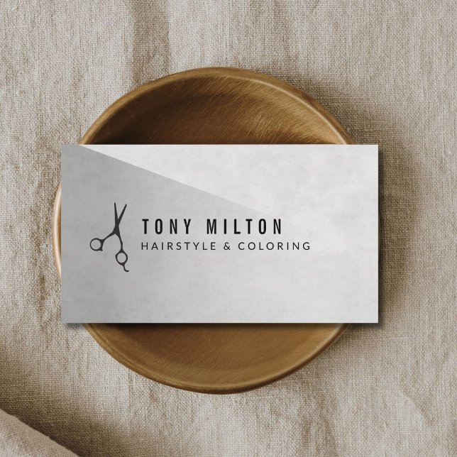 Cool Minimal Grey Black Scissors Hairstylist Business Card (Creator Uploaded)